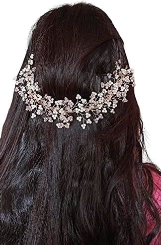 Buy Abrish Hair Tiara Accessories For Hairstyle Pearl & Crystal Beaded ...