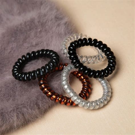 Spiral Hair Ties - Telephone Wire Rubber Bands | Pack of 5