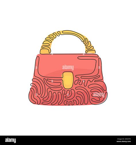 Single one line drawing women handbags collection of fashionable items. Bags with zippers ...