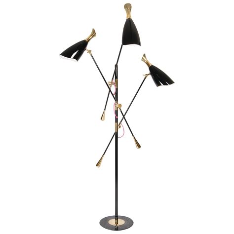 Floor Lamp in Black and Brass For Sale at 1stDibs