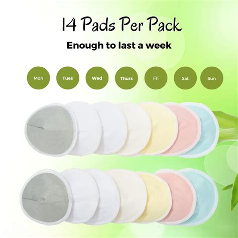 Buy 14-Pack Organic Bamboo Nursing Pads - Reusable Breast Pads for ...
