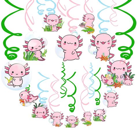30 Pcs Axolotl Hanging Swirls Cute Axolotl Party Decorations Axolotl ...