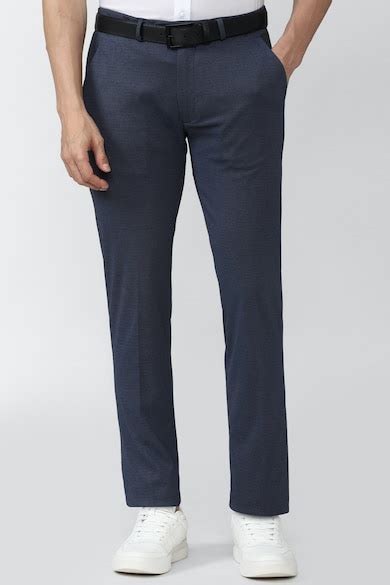 Buy Men Navy Solid Super Slim Fit Formal Trousers Online - 742583 ...