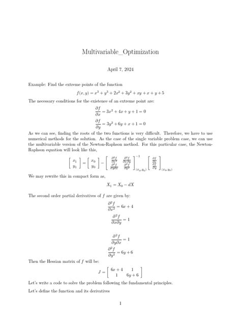 Multivariate Optimization Numerical Example 的图像结果