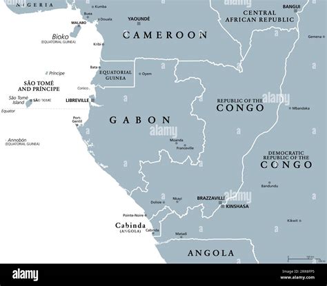 Part of Central Africa, subregion of the African continent, gray ...