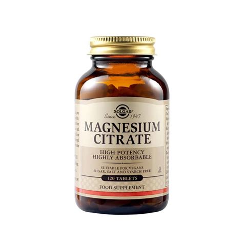 Solgar Magnesium Citrate 200mg Συμπλήρωμα Διατροφής με Κιτρικό Μαγνήσιο ...
