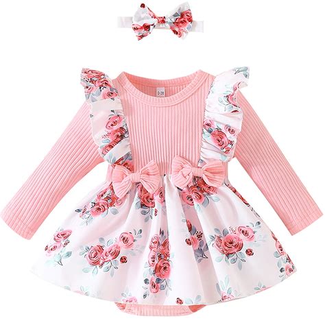 LAPAKIDS Baby Girl Clothes Baby Girl Dresses 0-3 Months Floral Ruffle ...
