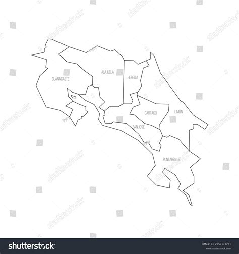 Costa Rica Political Map Administrative Divisions Stock Vector (Royalty ...