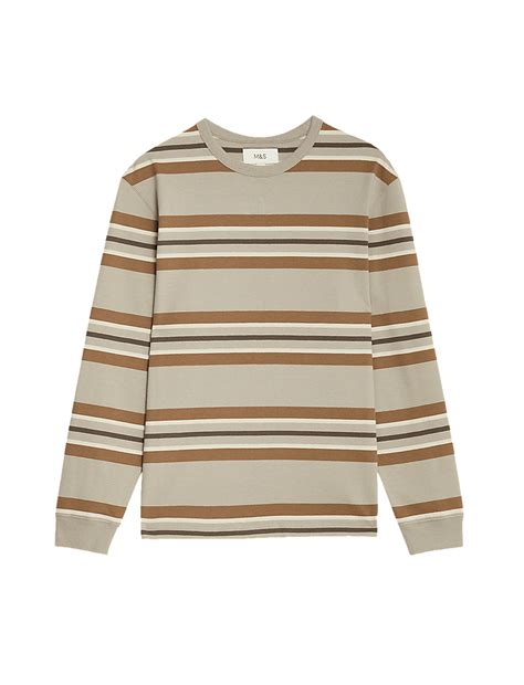 Buy Pure Cotton Striped Long Sleeve T-Shirt at Marks & Spencer