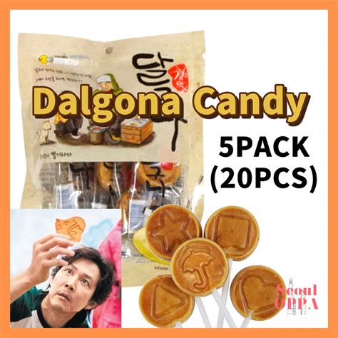Squid Game Dalgona Candy 5 Pack (20 PCS) Korean Sugar Honeycomb Toffee ...