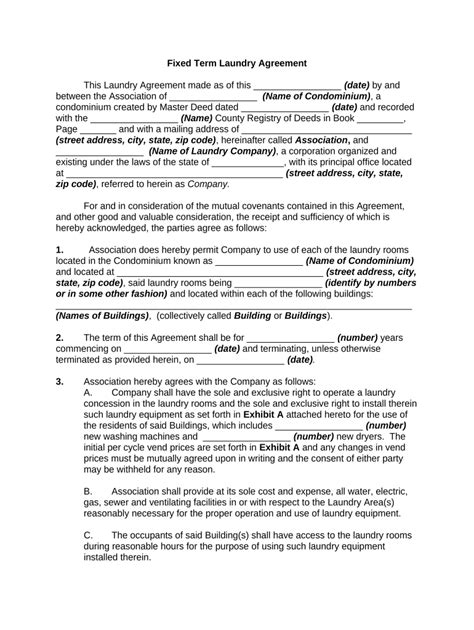 Fixed Term Laundry Contract Doc Template | pdfFiller
