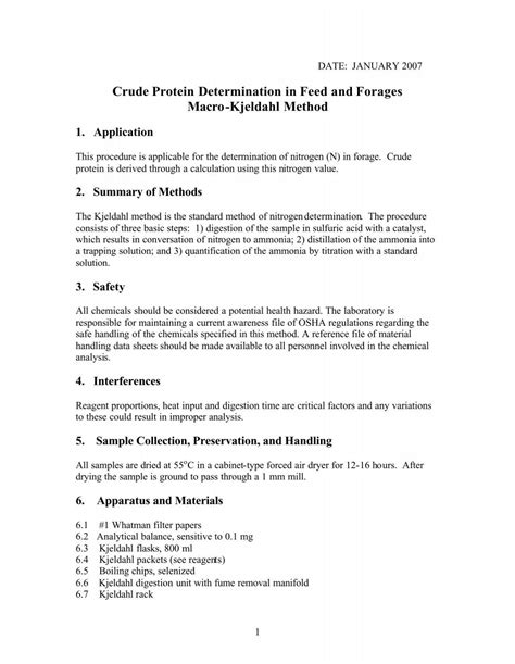 Determination Of Crude Protein Content Using Kjeldahl Method at Norman ...