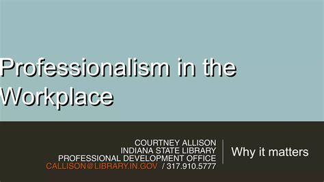 Professionalism in the Workplace | PPT