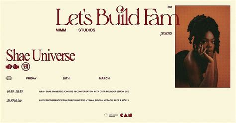 Mimm x CSTR Presents Shae Universe, Mimm Studios, Nottingham, 28 March ...