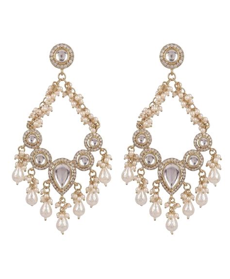 Buy VIral Chandbali with white stone and white pearls| UnfoldSelf Gold ...