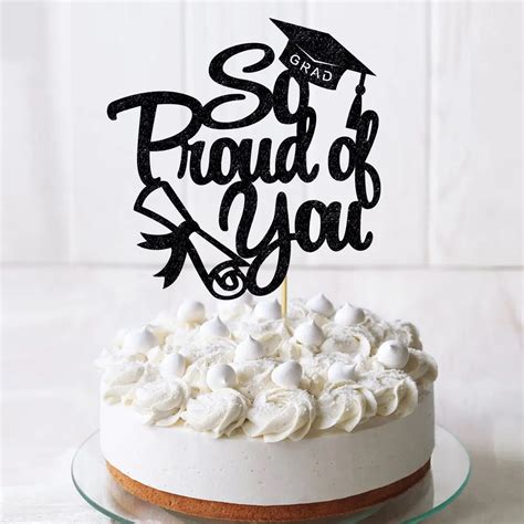 1Pc So Proud of You Cake Topper with Gold Glitter Bamboo Diploma ...