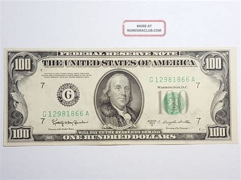 Series 1950 D $100 Dollars Chicago Federal Reserve Note Fr 2161 - G Cu