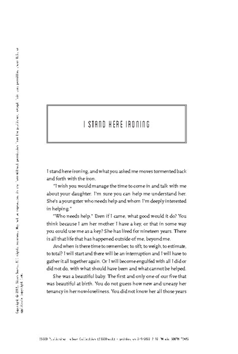 I Stand Here Ironing by Tillie Olsen - Copyright © 2013. Bison Books ...