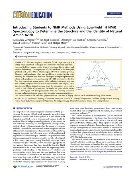 Introducing Students to NMR Methods Using L - Introducing Students to ...