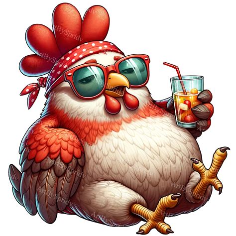 Cartoon Chicken Clipart With Glasses & Cocktail PNG for - Etsy in 2025 ...