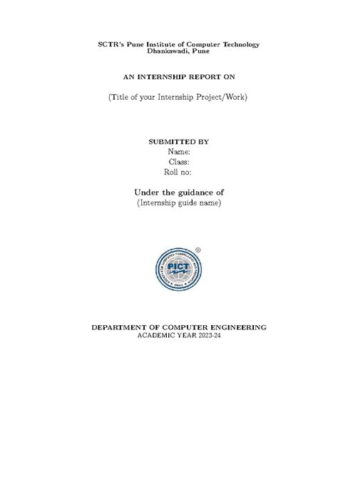 Internship Report Format 2023 2024 - SCTR’s Pune Institute of Computer ...