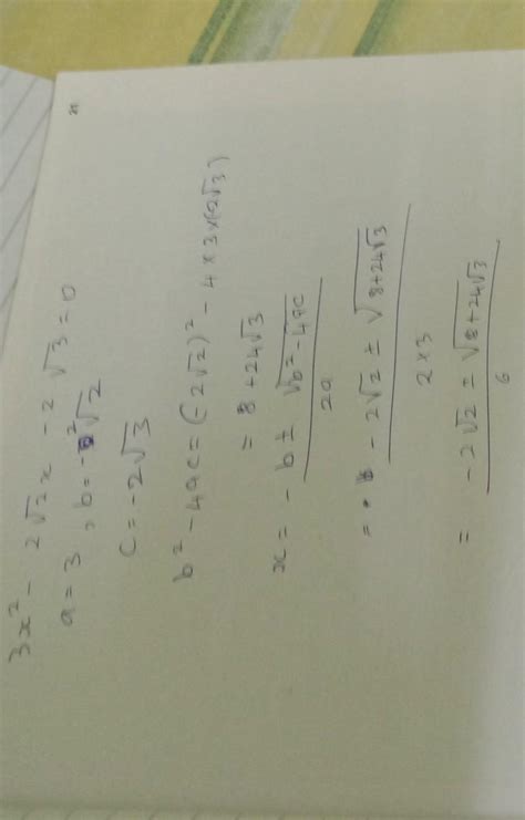 write discriminant of following quadratic equation under root 3 x ...