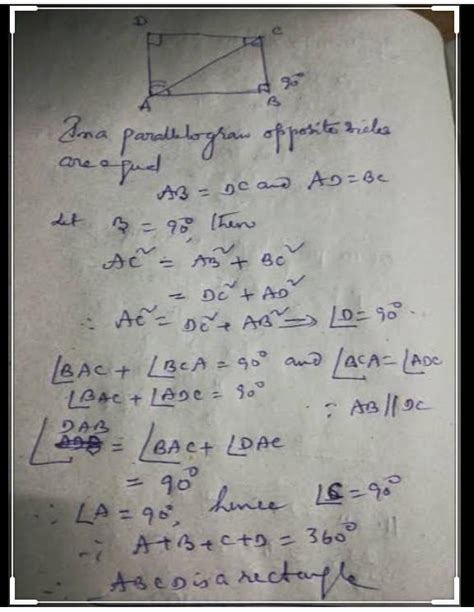 if one angle of a parallelogram is90 degree prove that it is a ...