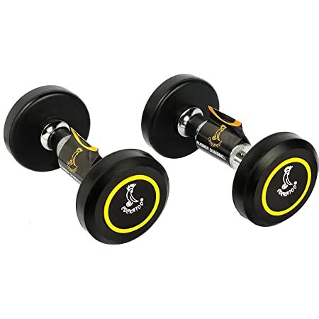 RUBX Rubber Coated Professional Round Fixed Dumbbells, (Black, Pack of ...