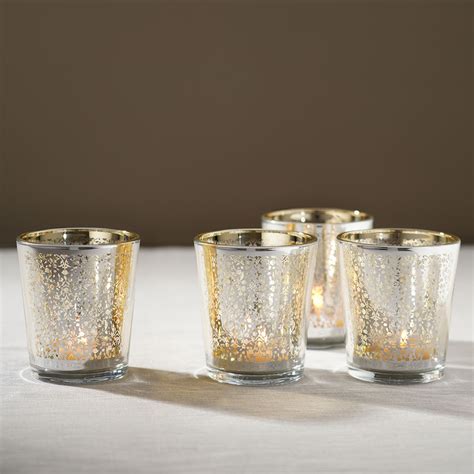 Buy Pure Home + Living Set of 4 Silver Pattern Votives Online