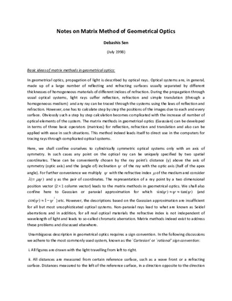 Image result for Matrix Method in Optics PDF