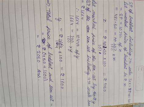 3. Mrs Gambhir bought a bedsheet for 481.50 including 7% Sales tax and ...