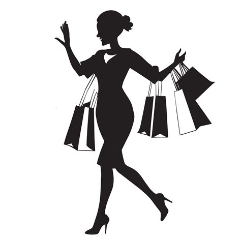 A shopping Girl Vector Silhouette, Shopping girl vector clipart ...