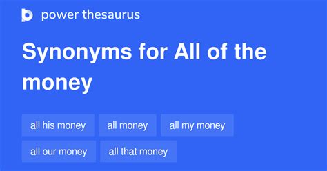 All Of The Money synonyms - 48 Words and Phrases for All Of The Money