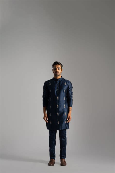 ROYAL BLUE SILK KURTA SET