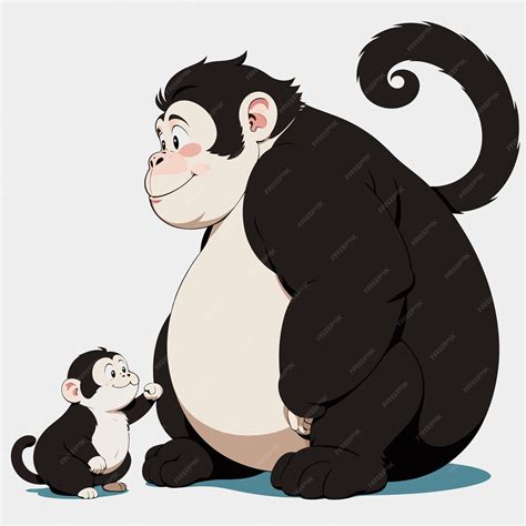 Premium Vector | Adventures in primate parenthood big and small monkey ...