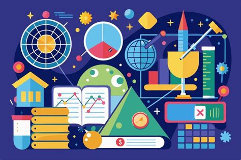 A colorful illustration showcasing various mathematical concepts charts ...