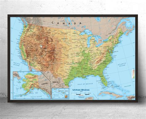 United States Physical Wall Map | World Maps Online