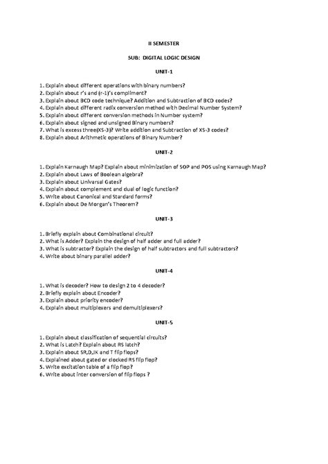 II Semester-DLD - Imp questions - II SEMESTER SUB: DIGITAL LOGIC DESIGN ...