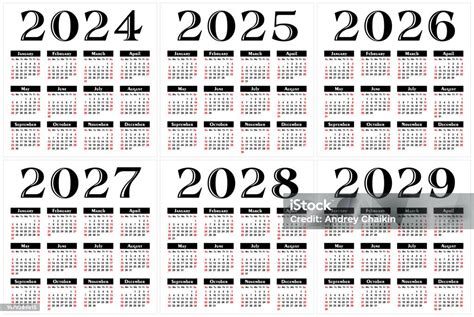 2024年から2029年までのカレンダーテンプレート - 2024年のベクターアート素材や画像を多数ご用意 - 2024年, 2025年 ...
