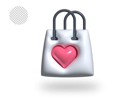 Psd love bag transparent comic bubble icon 3d render illustration ...