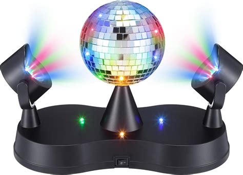 Rossesay Rotating Disco Ball with Movable Strobe Lights LED Revolving ...