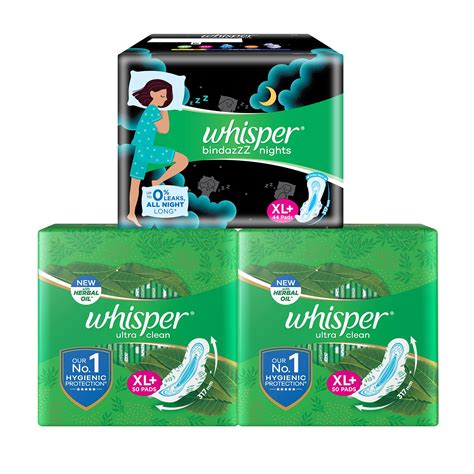 Buy Whisper Ultra Clean Sanitary Pads for Women, XL+ 50 (Pack of 2) and ...