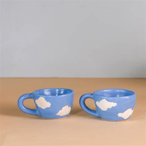 Buy Ceramic Cup Saucer Set with Blue Cloud Design Pattern | The Orby ...