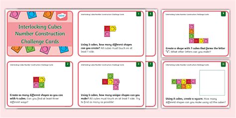 Interlocking Cubes Number Construction Challenge Cards
