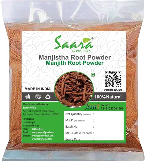 Buy Saara HERBAL FRESH Manjistha Root Powder, 1000g, Indian Madder ...