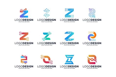 Premium Vector | Collection of digital connection letter z logo designs