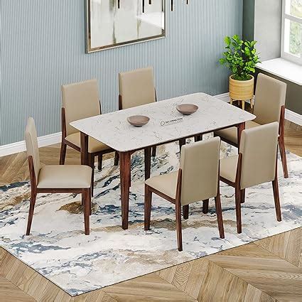 DecorNation Italiana Solid Wood 6 Seater Dining Room Set for Home ...