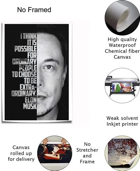Buy SOCKLOCKPA Elon Musk Inspirational Quotes Poster Canvas Print ...