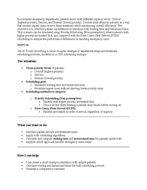 Emergency Department Patient Scheduling: Priority vs. FCFS Analysis ...