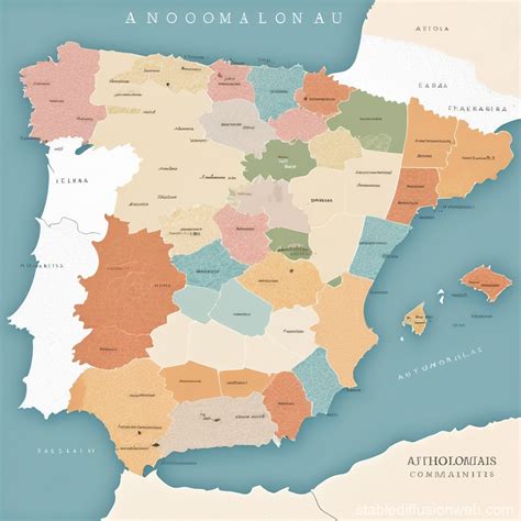 Map of Spanish Autonomous Communities in Elegant Style | Stable ...